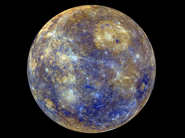 Map of Mercury taken by the MESSENGER spacecraft. Image credit: NASA/Johns Hopkins University Applied Physics Laboratory/Carnegie Institution of Washington.