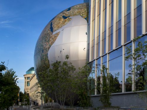 The SECU Daily Planet with the NEC in the background. Photo: Karen Swain/NCMNS.