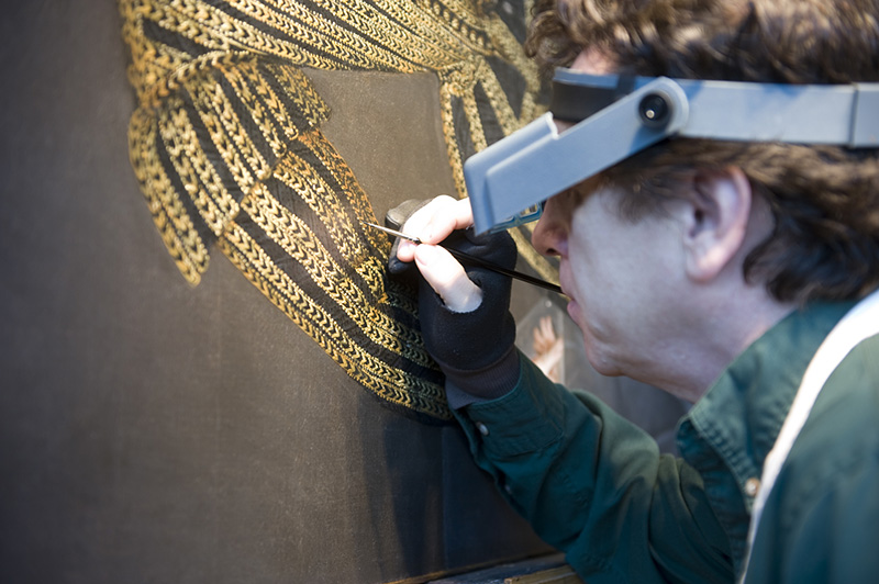 Art conservator Perry Hurt working. Photo: NC Museum of Art.