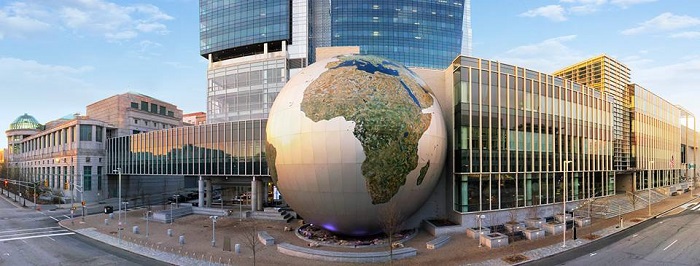 The front of the NRC downtown! The globe of the SECU Daily Planet Theater stands proudly in front of the Museum. IT'S MASSIVE! 