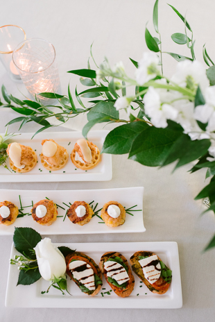 Three kinds of fancy hors d’oeuvres.