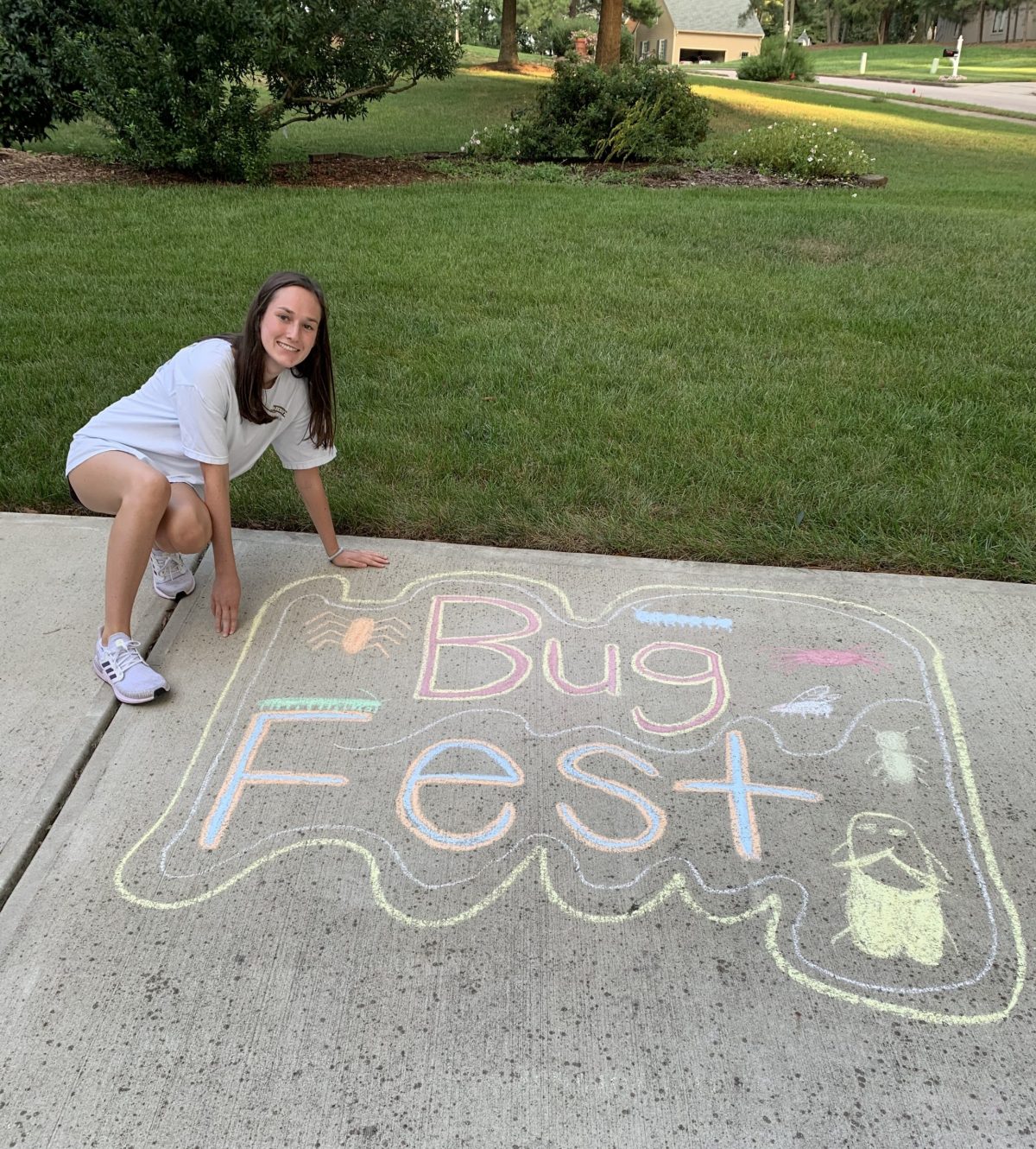 a young woman by bugfest in chalk