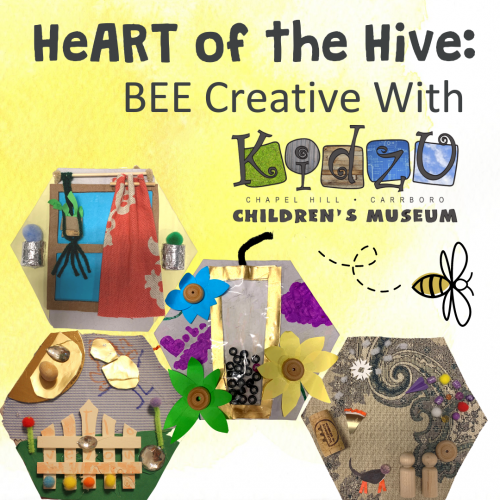 HeART of the Hive with examples of children's art on hexagons