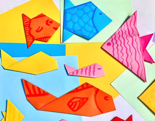 Colorful paper fish made with origami