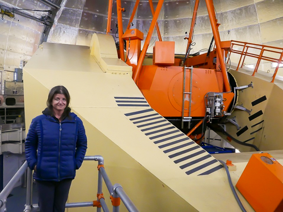 Rachel inside the IRTF telescope dome.