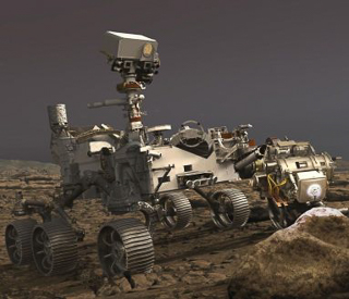 Artist's rendition of Perseverance on the surface of Mars.