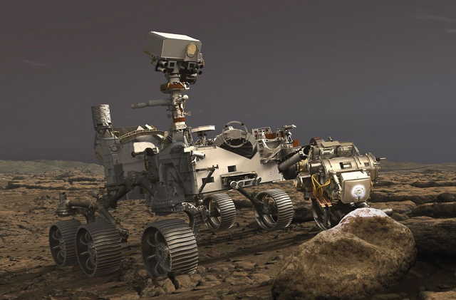 Artist's rendition of Perseverance on the surface of Mars.