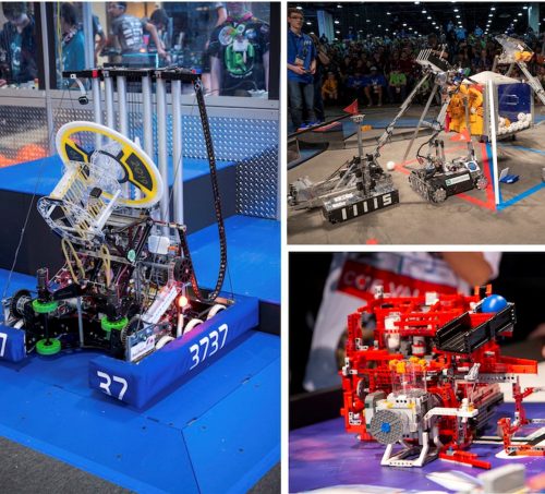 Three robots, one made from LEGOS