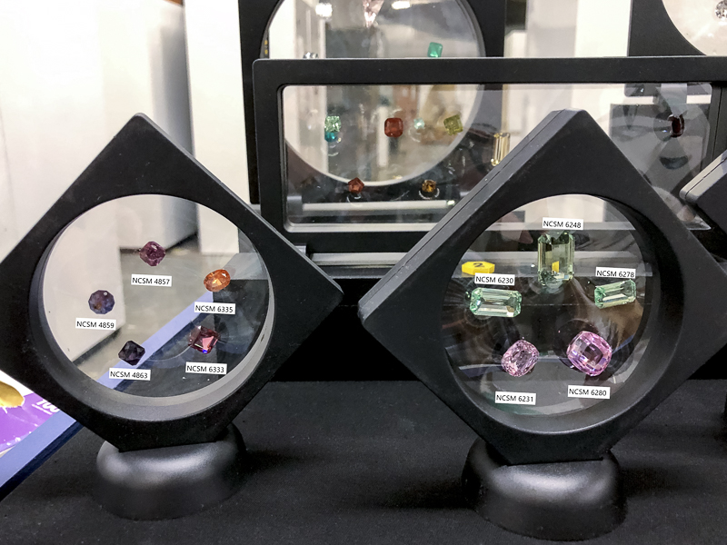 These are gemstones from the William Wallace Stephens Collection. They belonged to a temporary exhibit that was built for the opening of our new location in Greenville. Photo: Sean Moran.