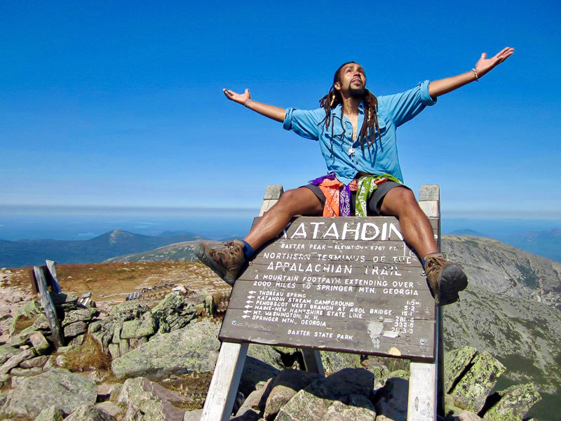Derick Lugo on the summit of Mt. Katahdin in Maine.