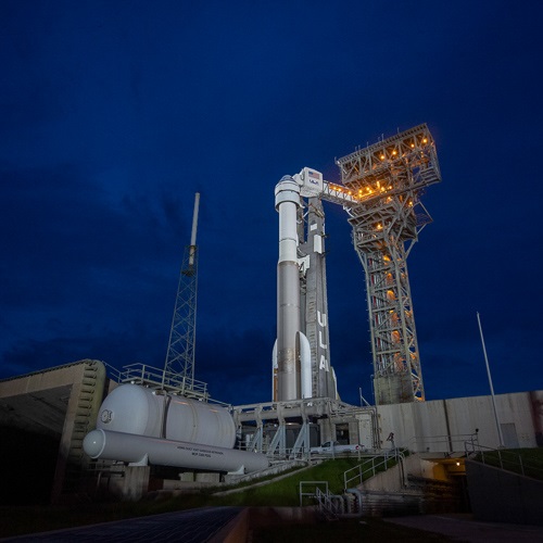 A shuttle on the launch pad
