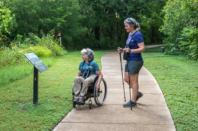 Accessible trail and signage ... or not. Lake Creek Trail, Austin, Texas. Photo by Wayne Jeansonne.
