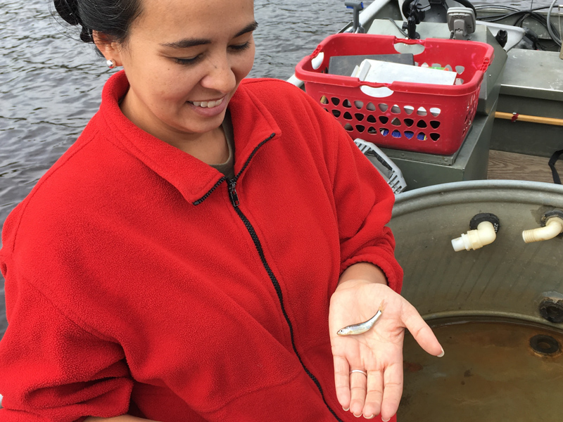 Heather Evans with a tiny fish