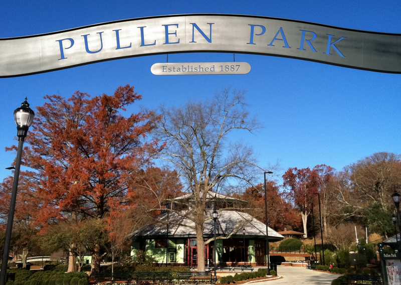 Pullen Park entrance in autumn.