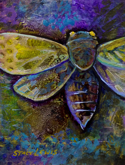 Colorfully mixed-media painted cicada