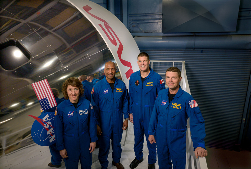 The crew of NASA’s Artemis II mission, from left to right, NASA astronauts Christina Hammock Koch and Victor Glover, Canadian Space Agency astronaut Jeremy Hansen, and NASA astronaut Reid Wiseman.