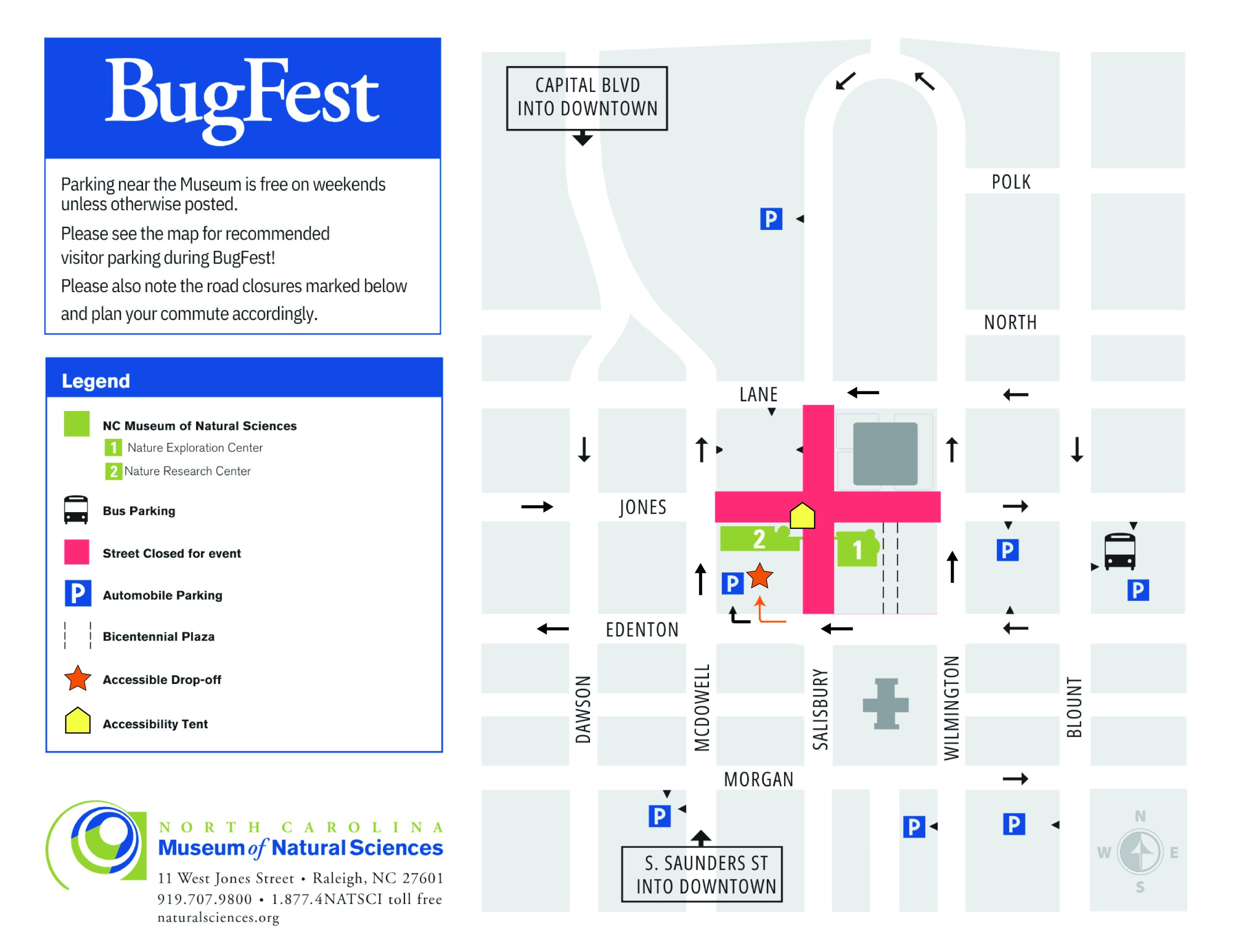 map of available public parking for BugFest 2025