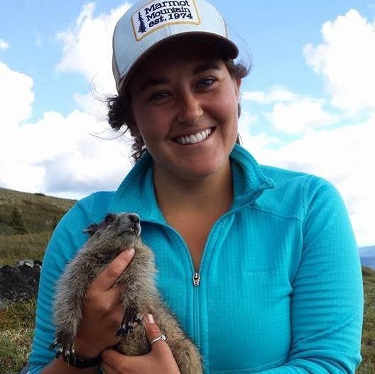 Katie Rubin and a marmot.